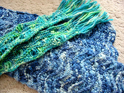 Scarves, soon to be frogged
