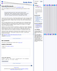 Screenshot of "Pointy Sticks" Wordpress theme, 2-column version